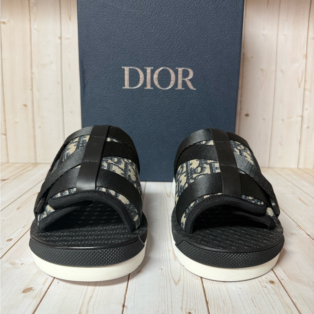 Christian Dior Oblique Jacquard Alpha Sandals Grey/Black Sz 40 / 7 - Picture 5 of 12